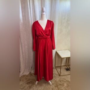 Elegant Red Long Sleeve Dress